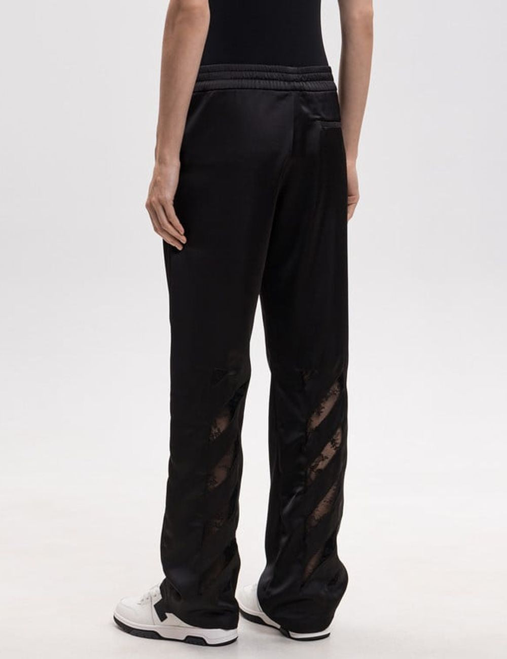 Off-White Women’s Black Satin Straight-Leg Track Pants back