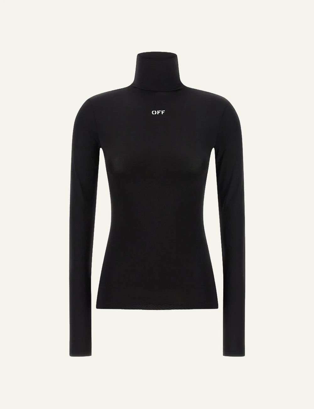 Off-White Women’s Black Slim Fit High Neck Top With Logo Print