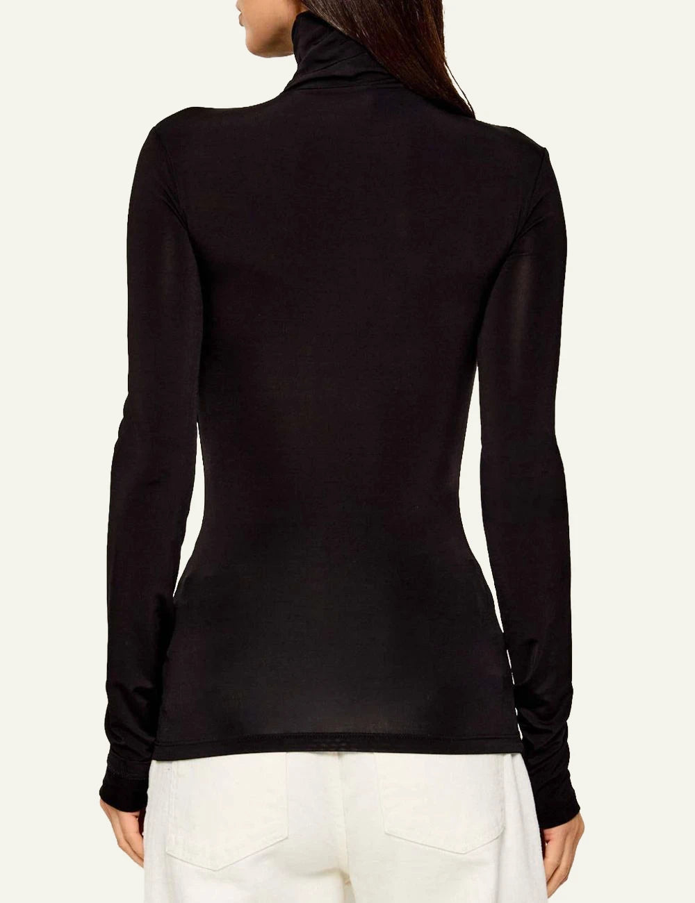 Off-White Women’s Black Slim Fit High Neck Top With Logo Print back
