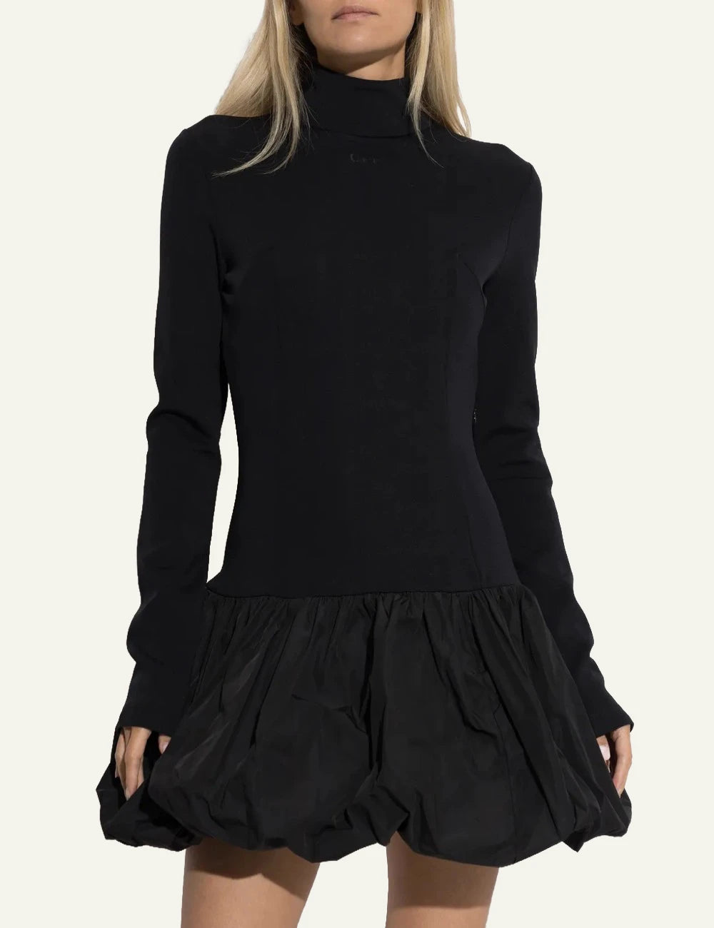 Off-White Women’s Black Stretch Balloon Mini Dress model