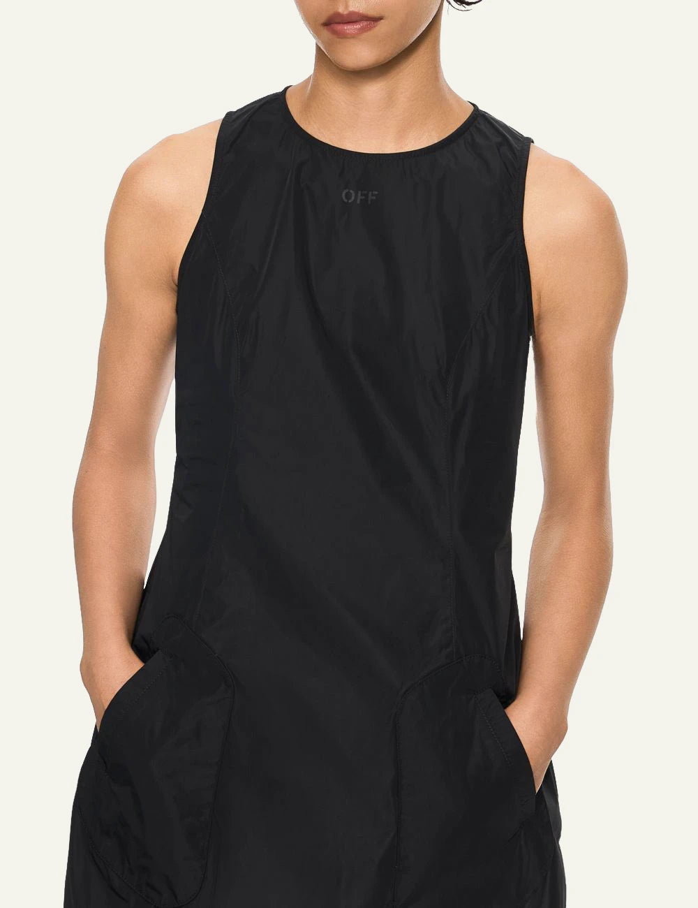 Off-White Women’s Black Technical Taffeta Pocket Mini Dress model