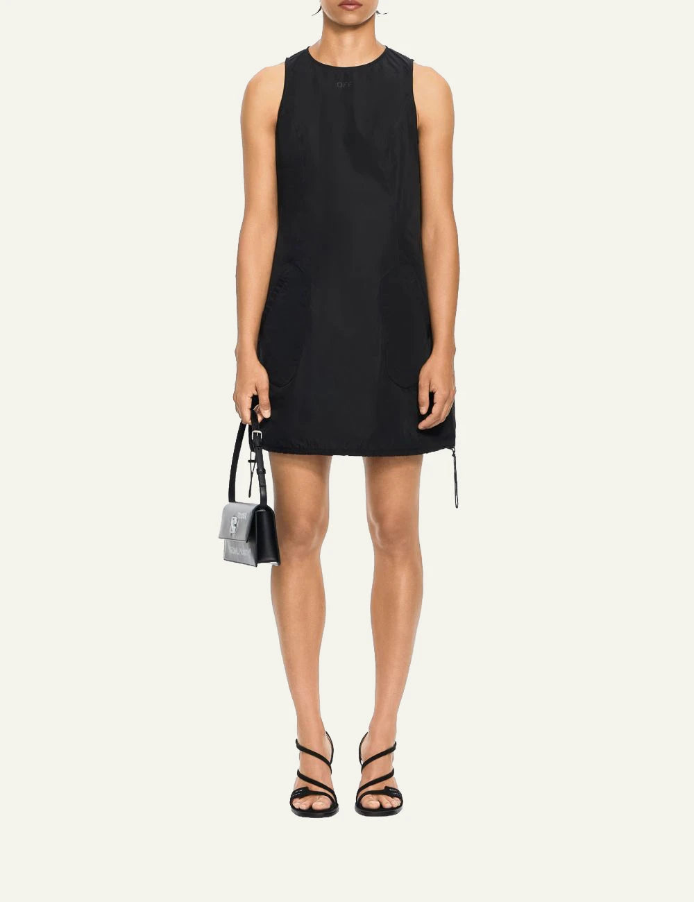 Off-White Women’s Black Technical Taffeta Pocket Mini Dress full body