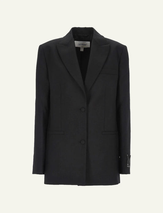 Off-White Women’s Black Virgin Wool Logo Blazer