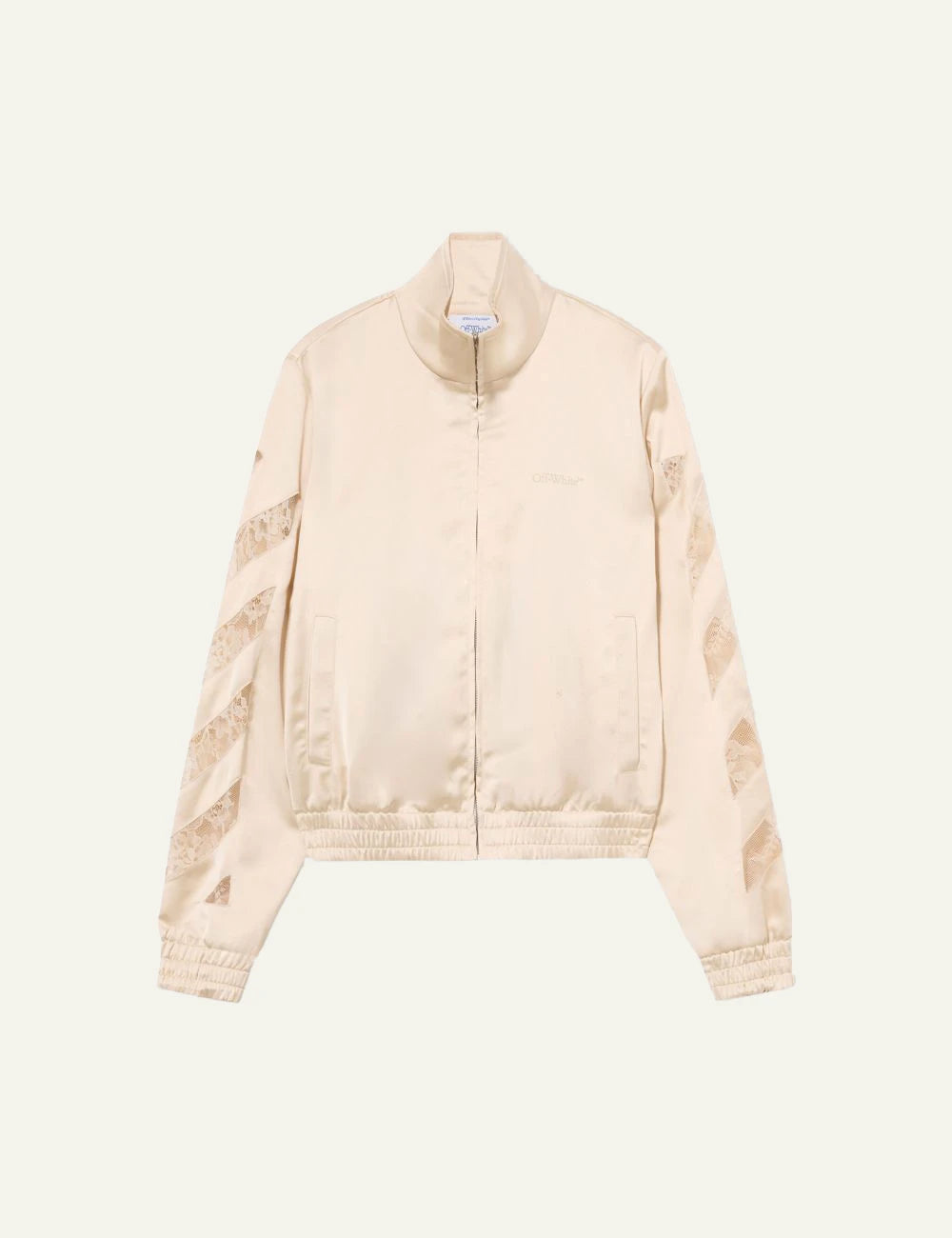 Off-White Women’s Cream Satin Lace Insert Track Jacket