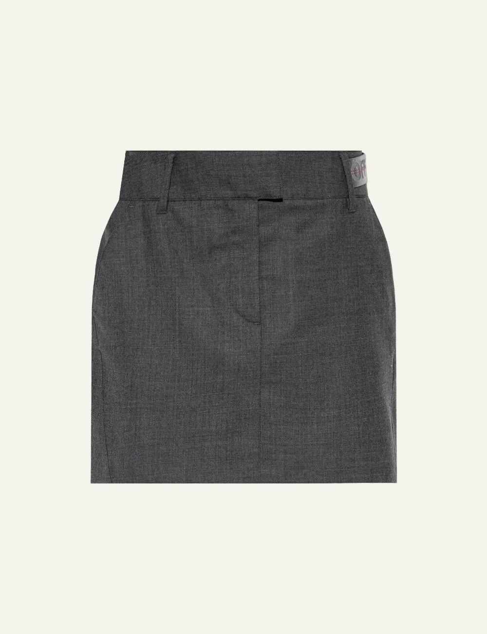 Off-White Women’s Dark Grey Wool A-Line Mini Skirt