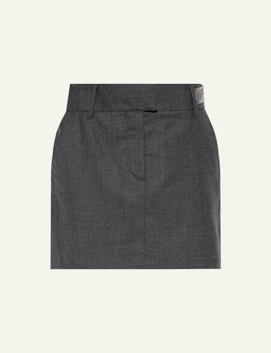 Off-White Women’s Dark Grey Wool A-Line Mini Skirt