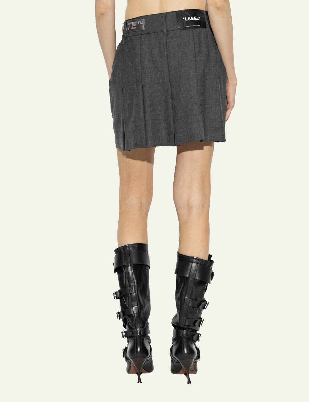 Off-White Women’s Dark Grey Wool A-Line Mini Skirt back