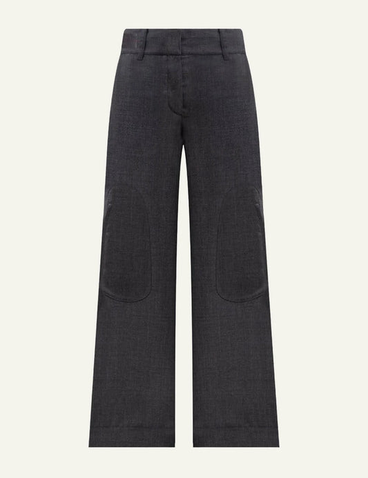 Off-White Women’s Dark Grey Wool High-Waist Wide Leg Pants