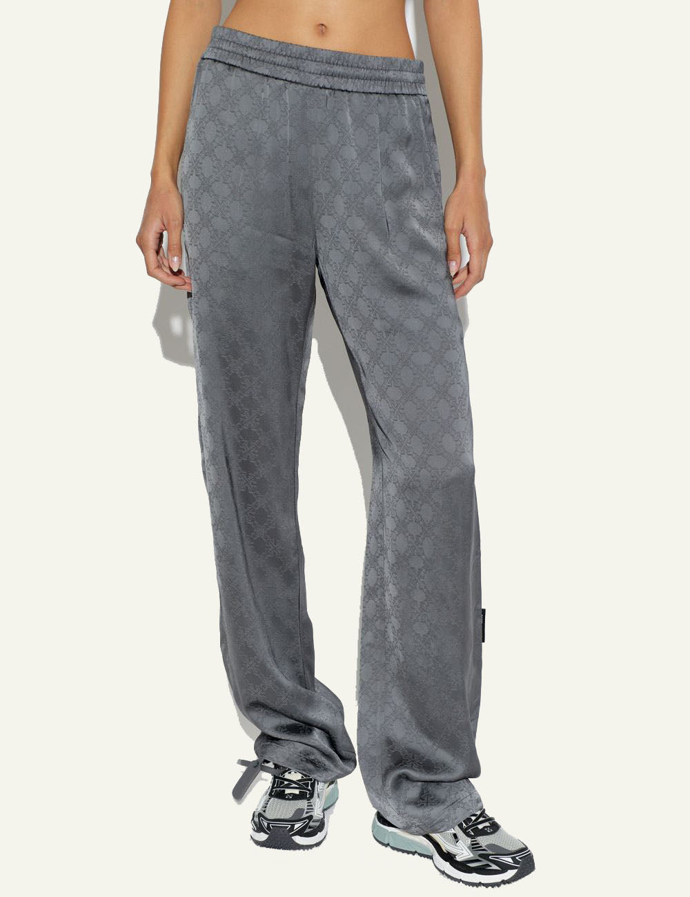 Off-White Women’s Grey Viscose Jacquard Monogram Pants model