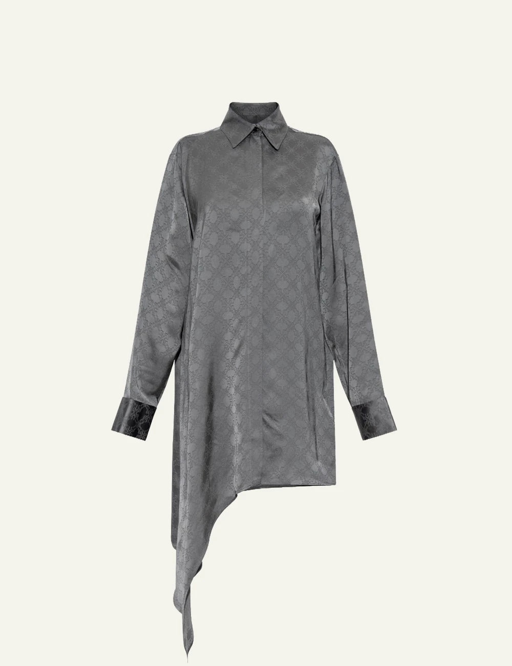 Off-White Women’s Grey Viscose Monogram Asymmetric Shirt Dress