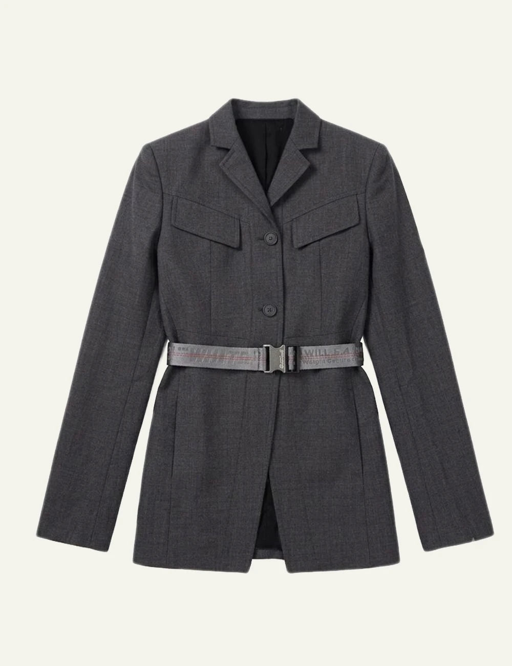  Off-White Women’s Grey Wool Belted Blazer