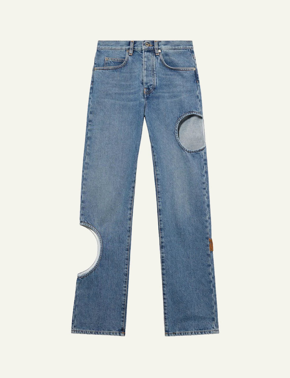Off-White Women’s Light Blue Cotton Jeans With Circular Cut-Outs