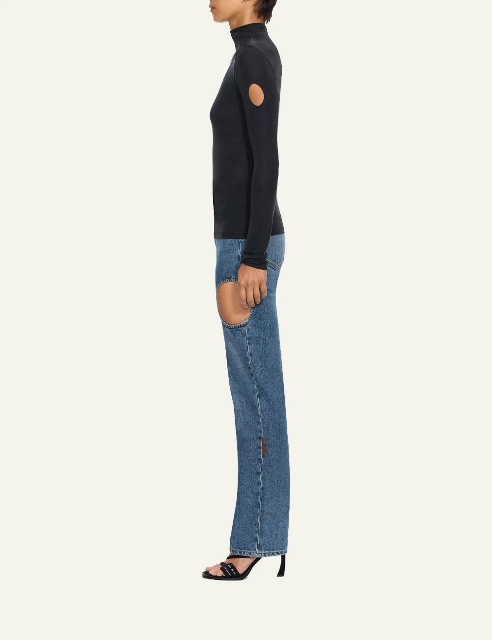 Off-White Women’s Light Blue Cotton Jeans With Circular Cut-Outs side