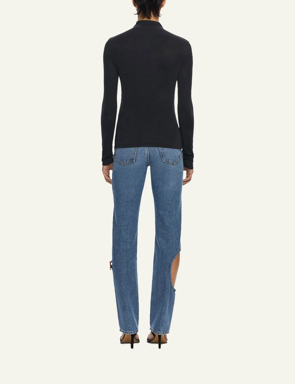 Off-White Women’s Light Blue Cotton Jeans With Circular Cut-Outs back