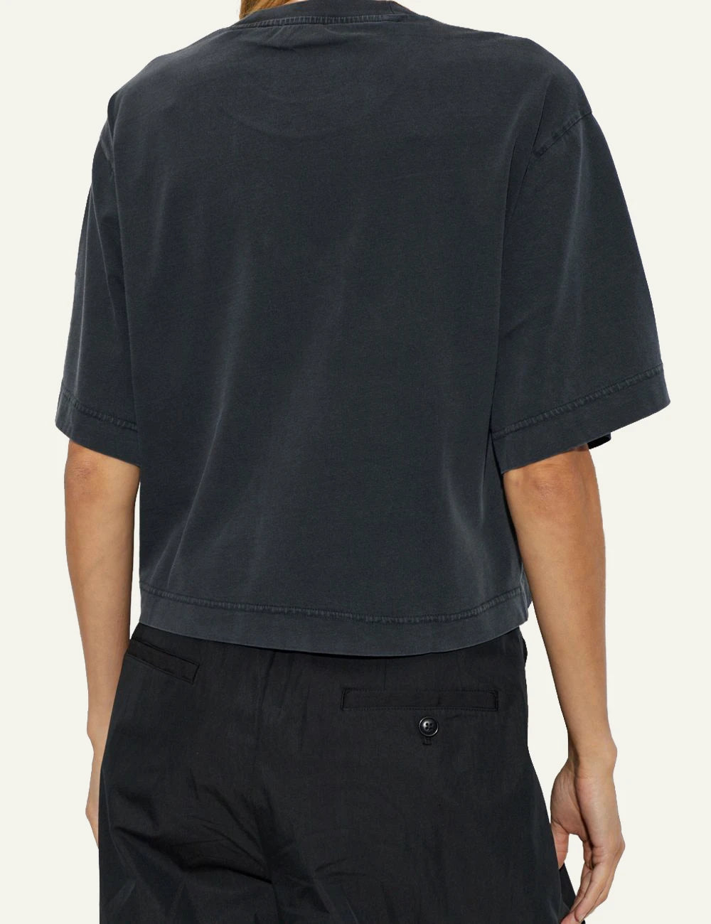 Off-White Women’s Washed Black Cotton Floral Logo Crop T-Shirt back