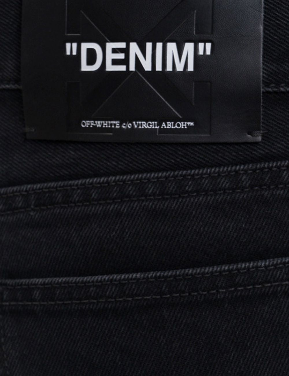 Off-White Women’s Washed Black Cotton Straight-Leg Jeans detail logo
