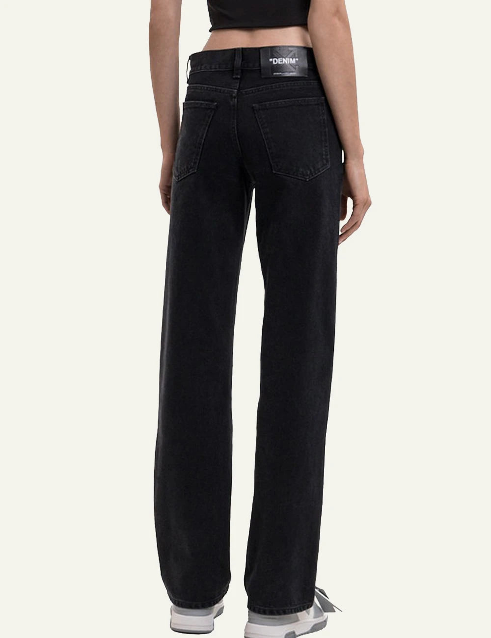 Off-White Women’s Washed Black Cotton Straight-Leg Jeans back