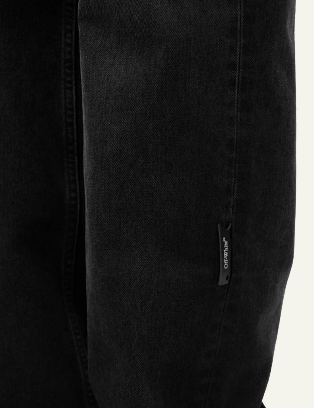 Off-White Women’s Washed Black Cotton Straight-Leg Jeans detail