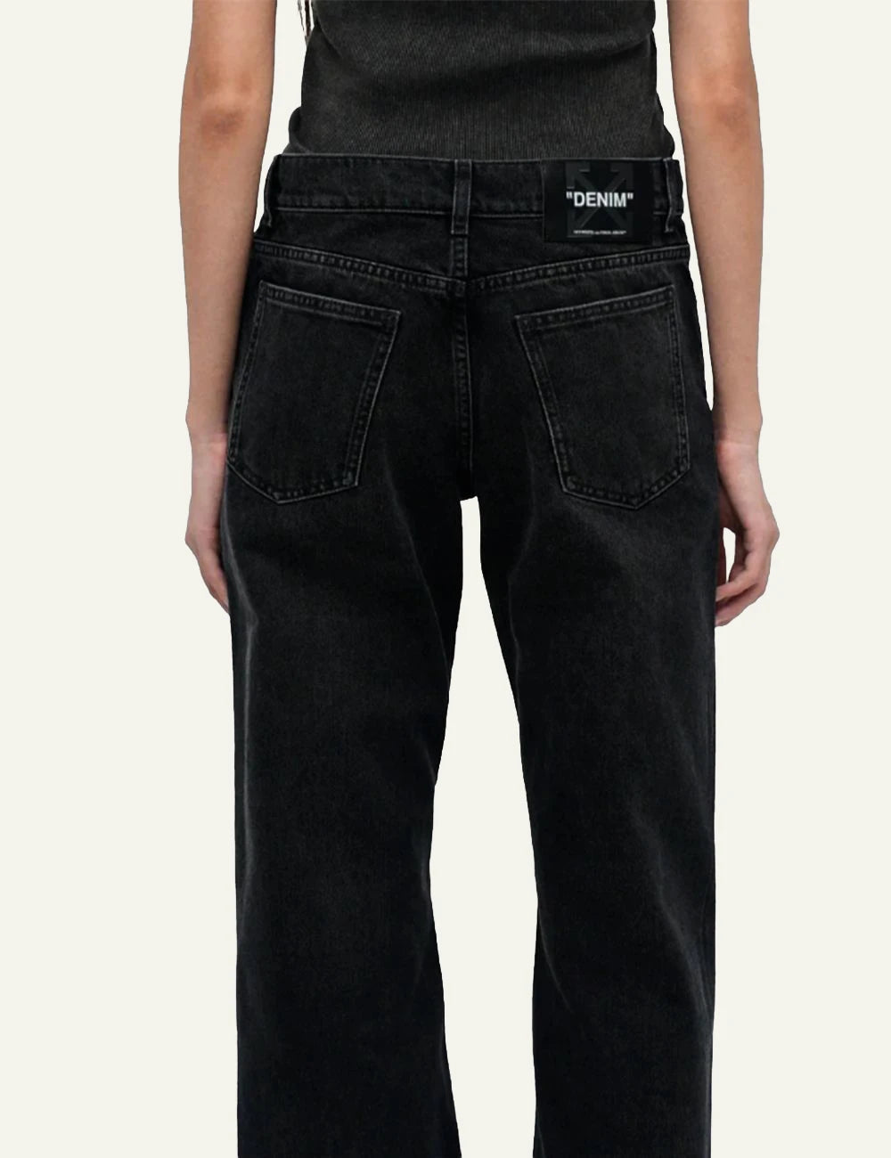Off-White Women’s Washed Black Cotton Straight-Leg Jeans back