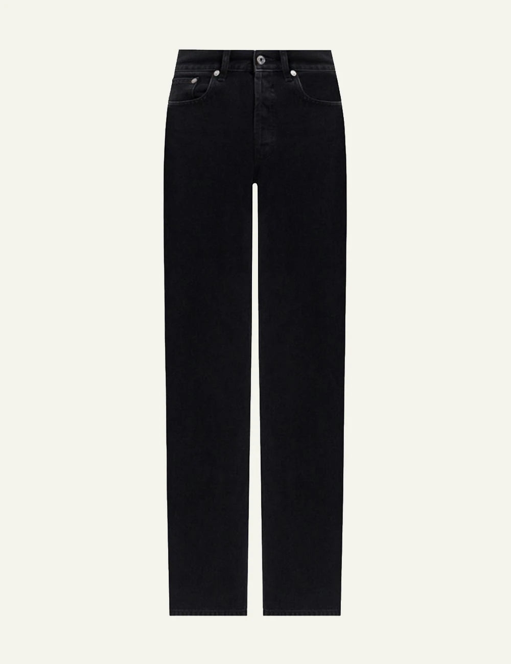 Off-White Women’s Washed Black Cotton Straight-Leg Jeans