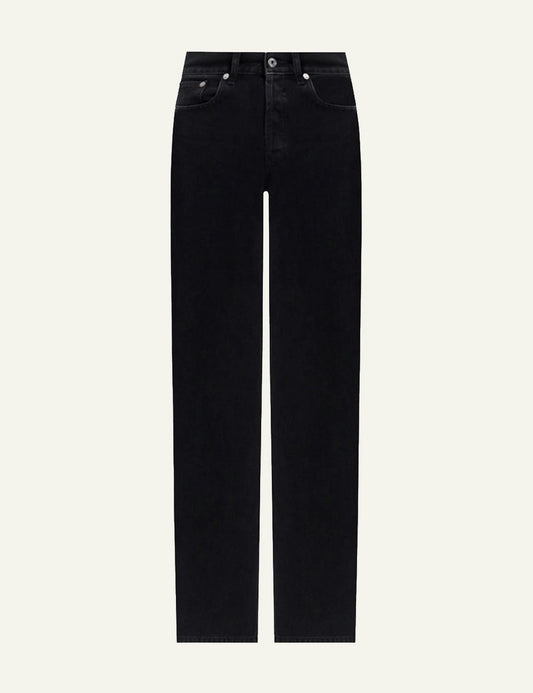 Off-White Women’s Washed Black Cotton Straight-Leg Jeans