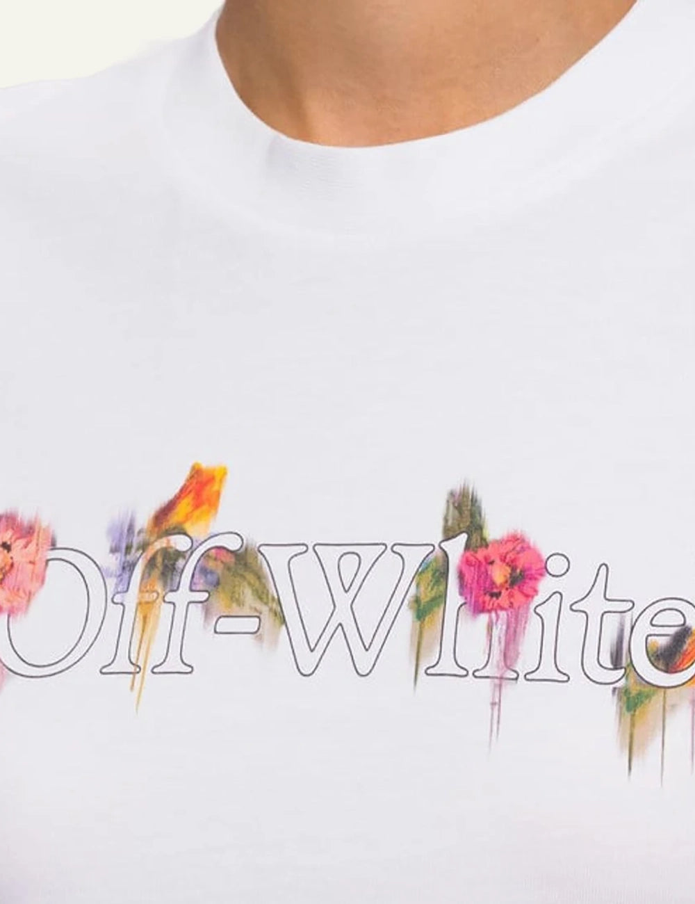 Off-White Women’s White Cotton Flower Logo Crop T-Shirt detail