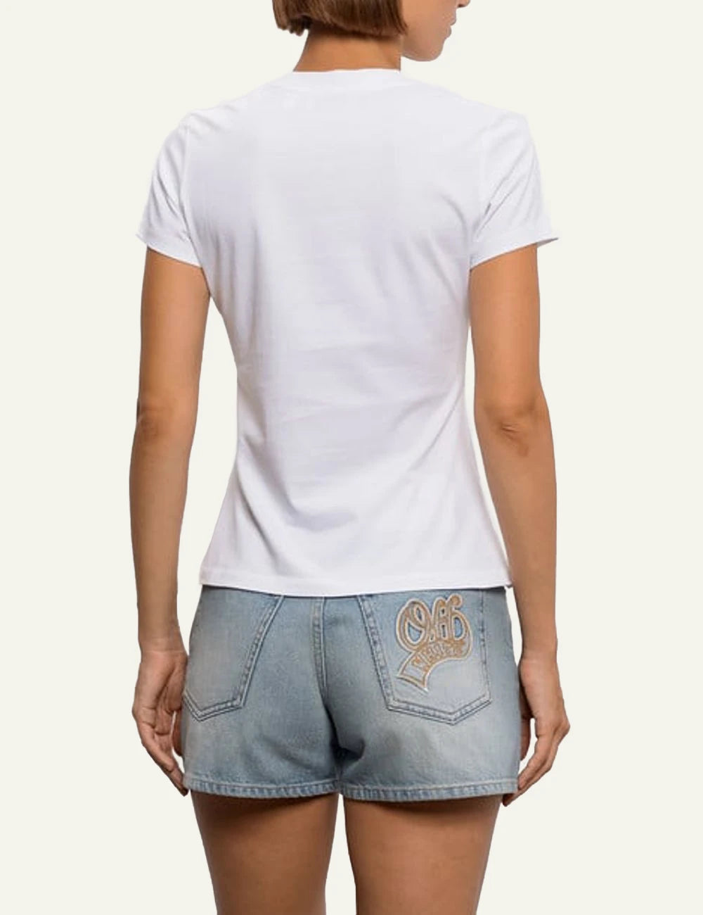 Off-White Women’s White Cotton Flower Logo Crop T-Shirt back