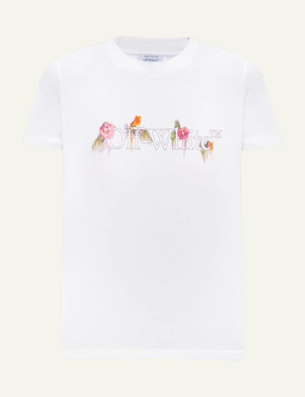 Off-White Women’s White Cotton Flower Logo Crop T-Shirt