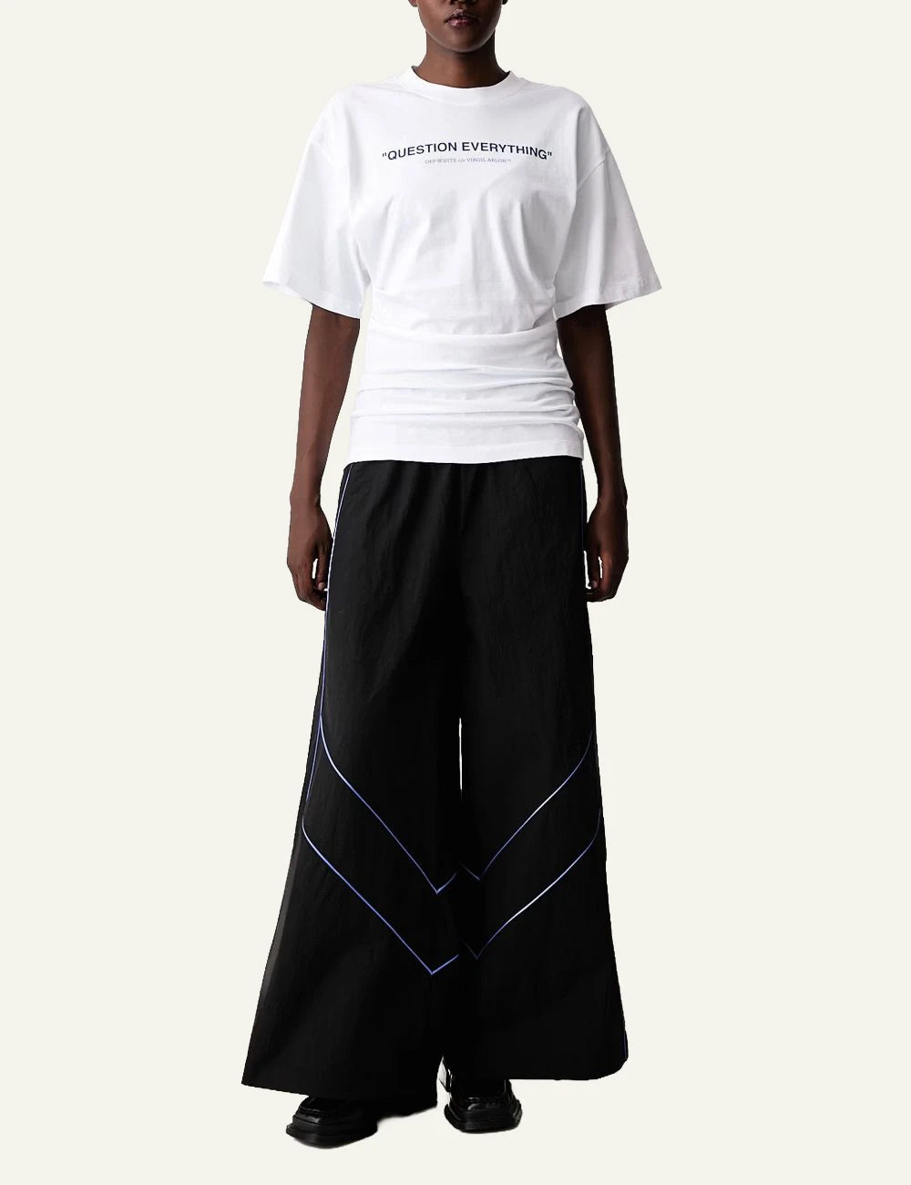 Off-White Women’s White Cotton Question Everything T-Shirt full body