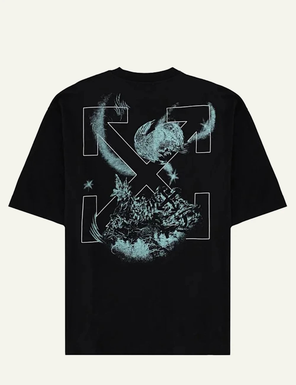 Off White black t-shirt cotton logo chest back flat view