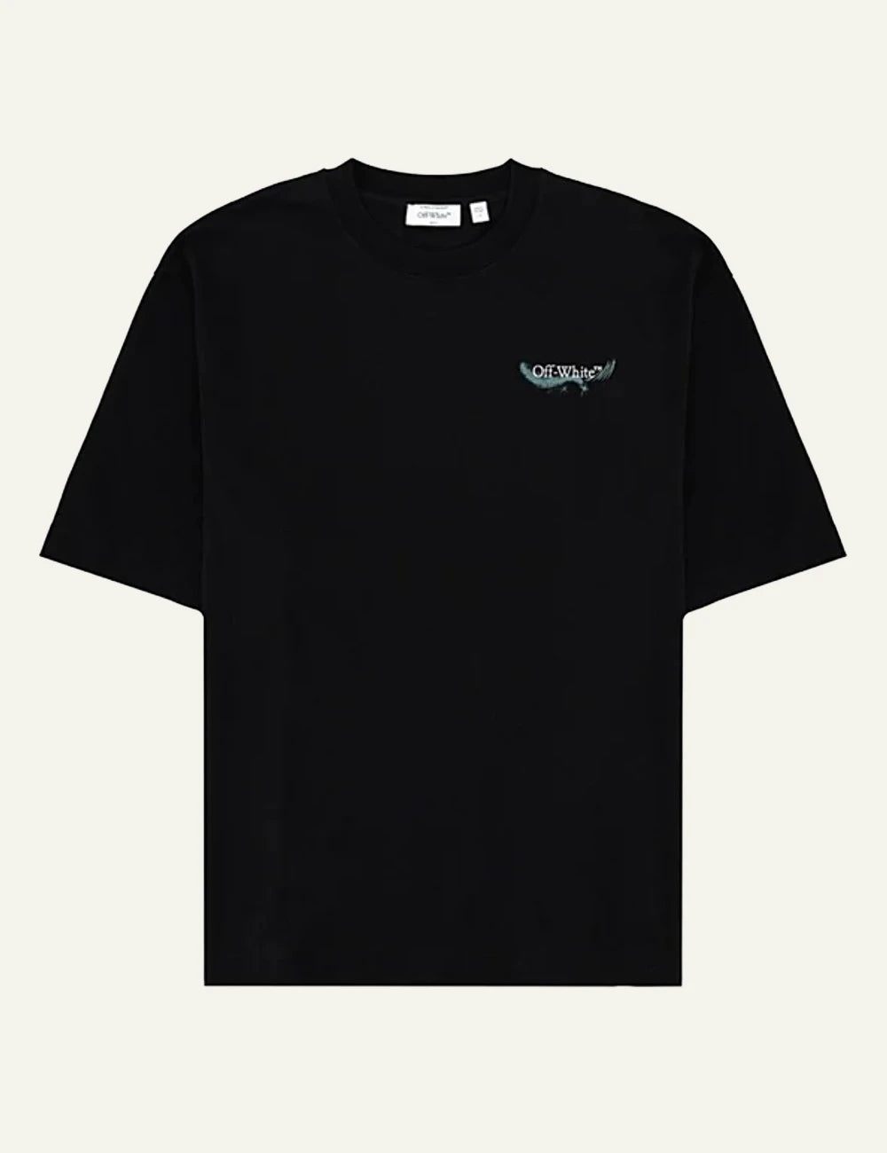 Off White black t-shirt cotton logo chest front flat view