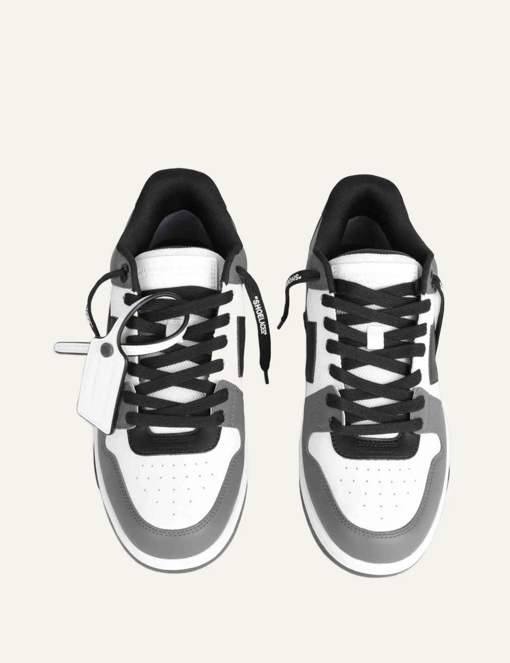 Off-White OOO sneaker white dark grey arrow detail top view