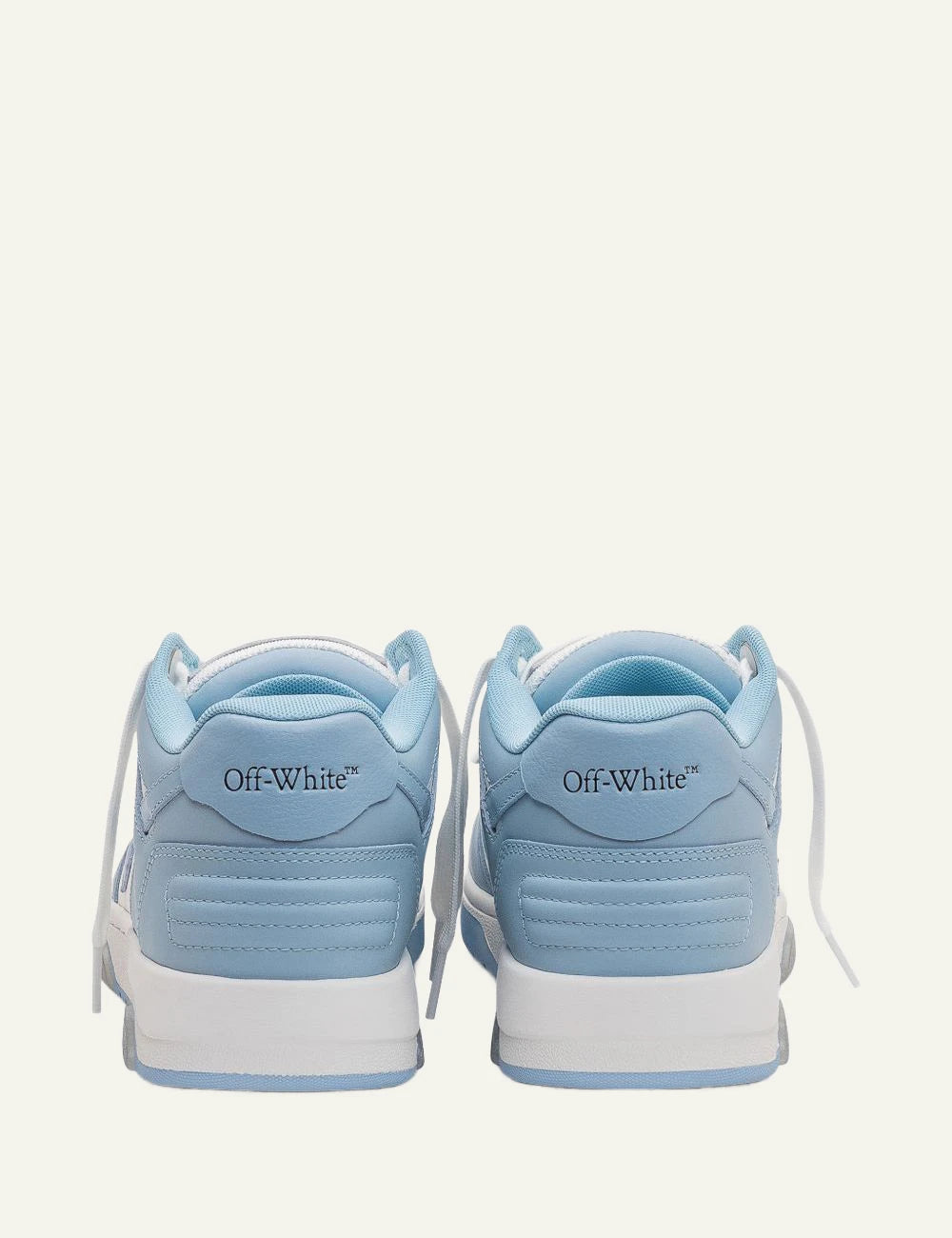 Off-White Out Of Office sneaker white and light blue with arrow logo back view