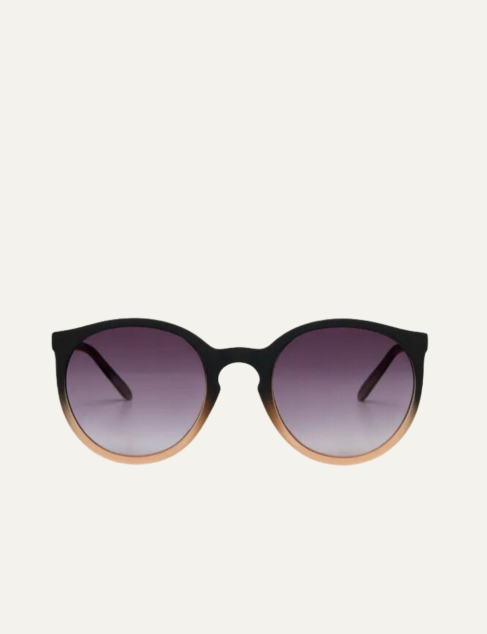 Okkia black shaded rose round sunglasses gradient front detail