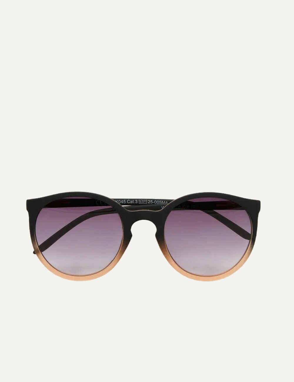 Okkia black shaded rose round sunglasses gradient front