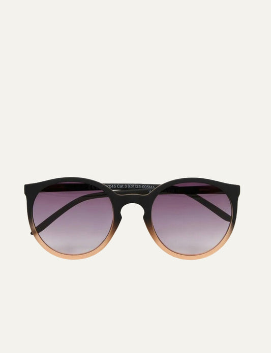 Okkia black shaded rose round sunglasses gradient front