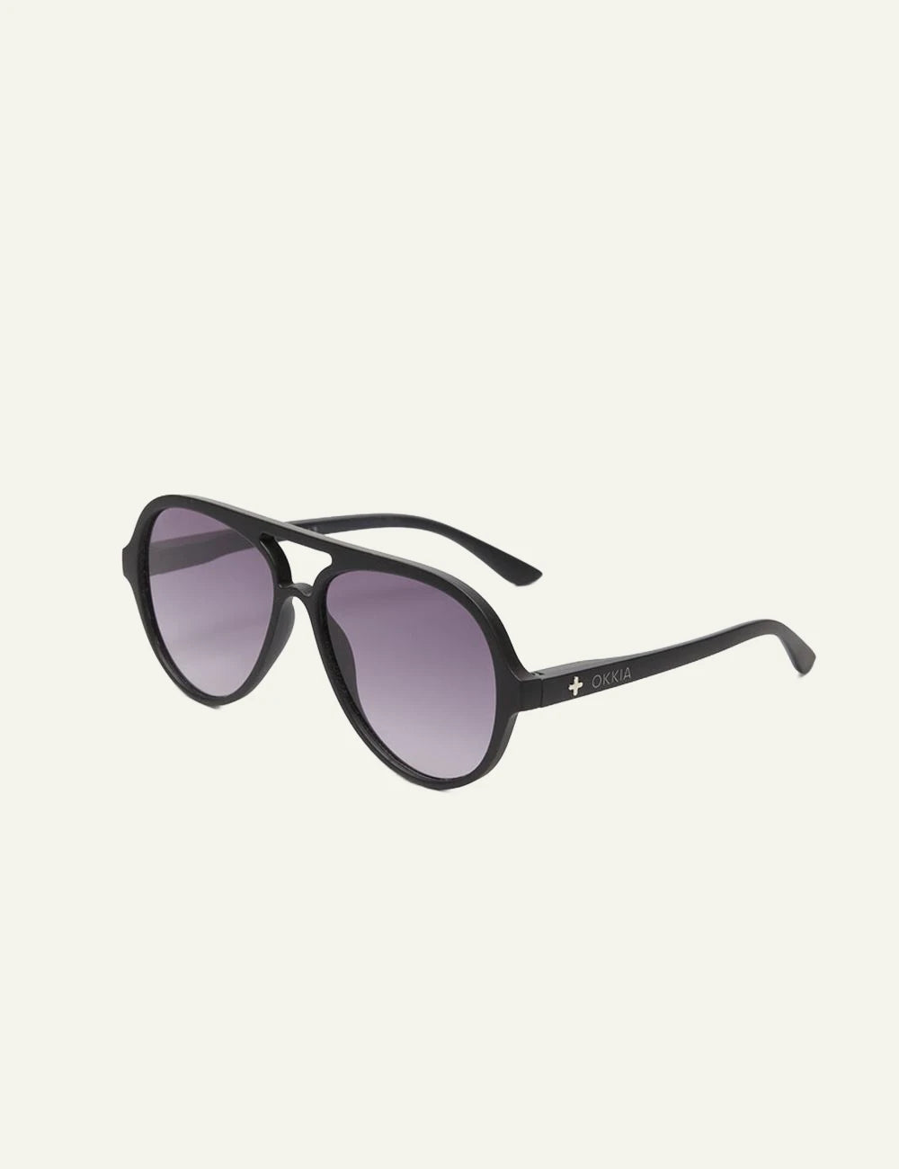 Okkia black aviator sunglasses black gradient side