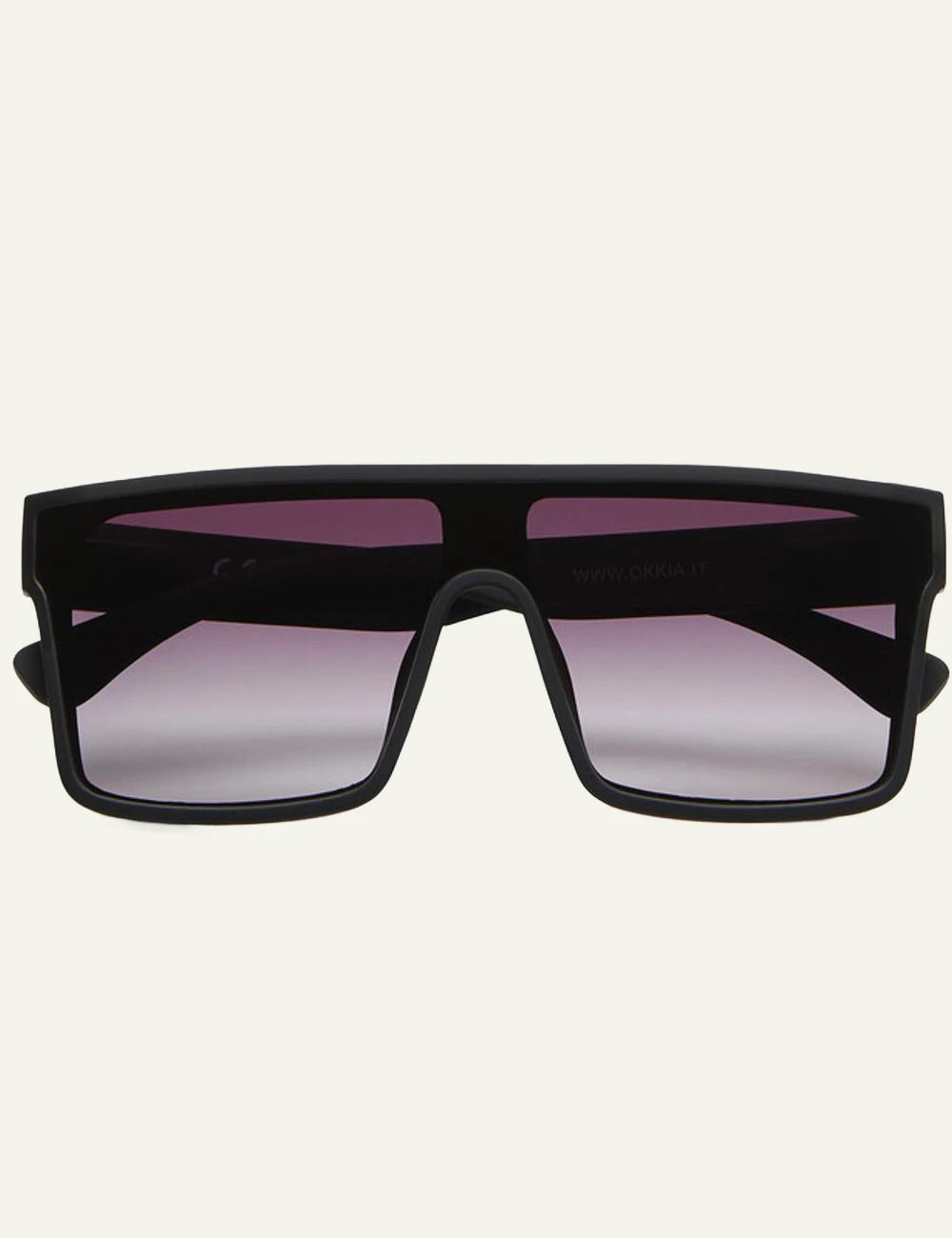 Okkia black oversized shield sunglasses black gradient front