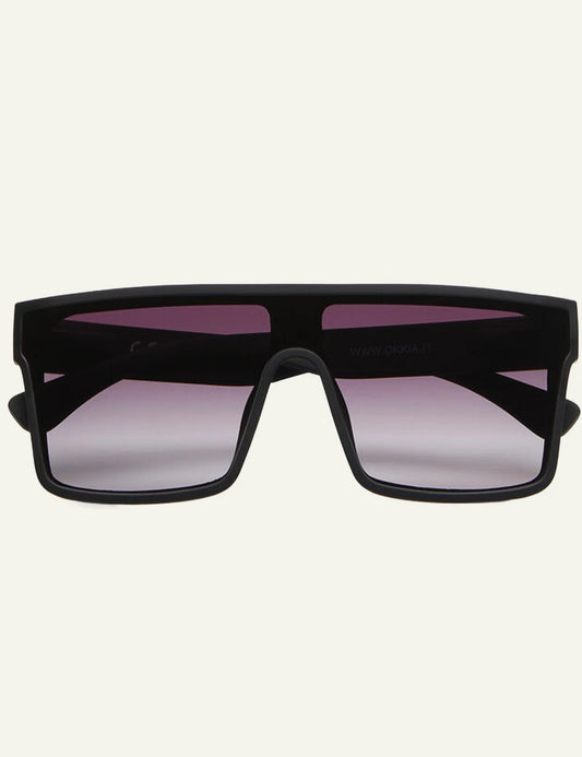 Okkia black oversized shield sunglasses black gradient front