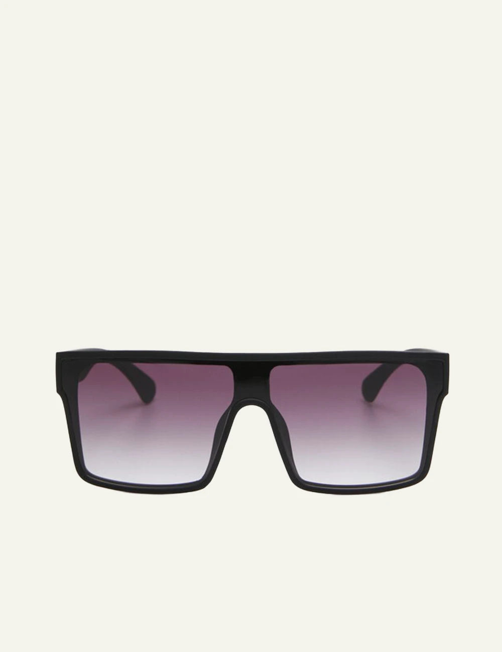 Okkia black oversized shield sunglasses black gradient front detail