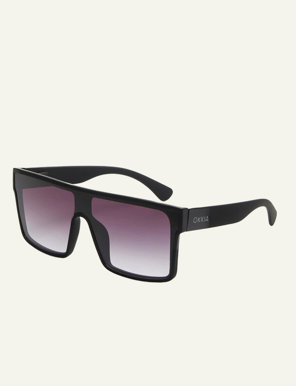Okkia black oversized shield sunglasses black gradient side