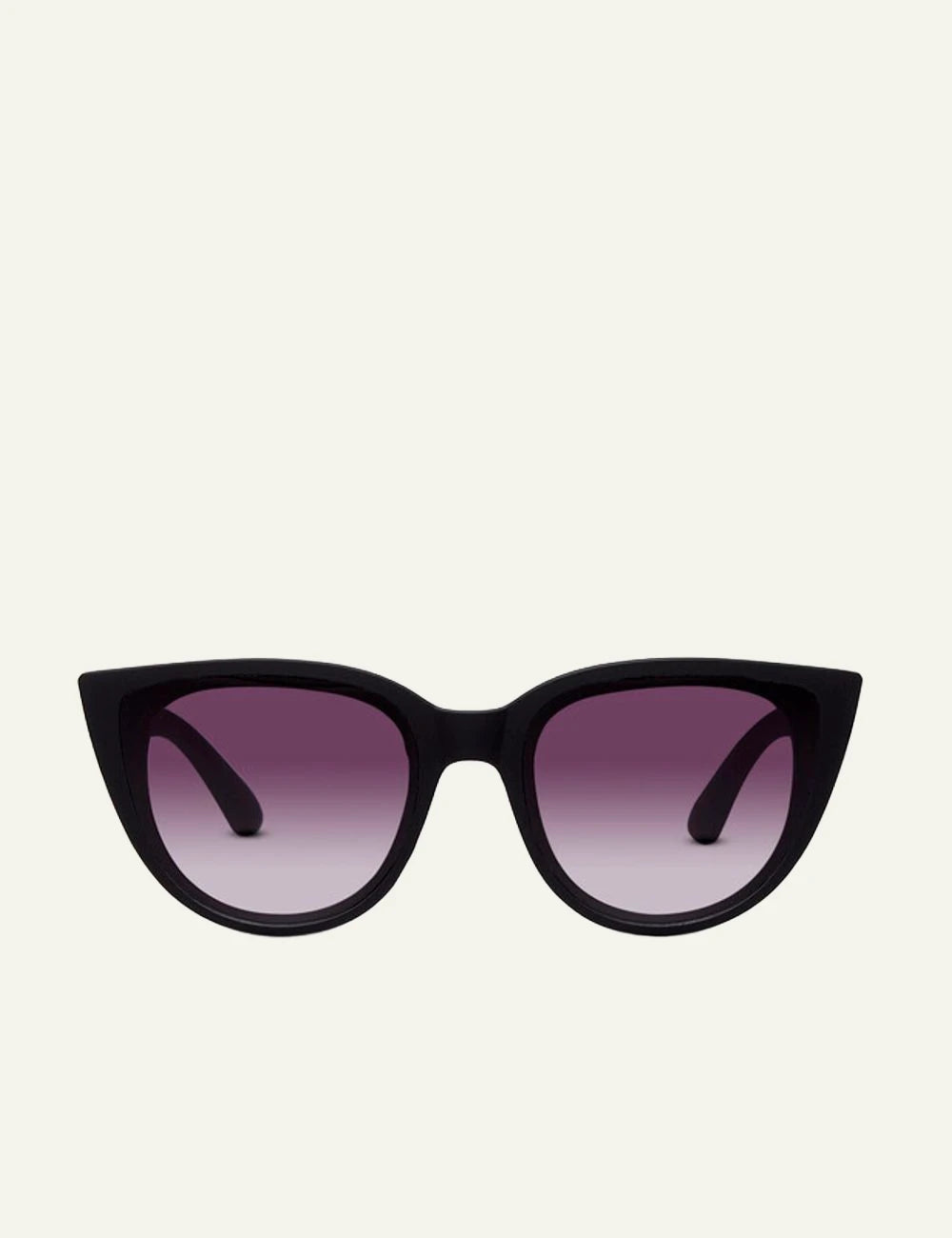 Okkia black cat eye sunglasses black gradient front detail