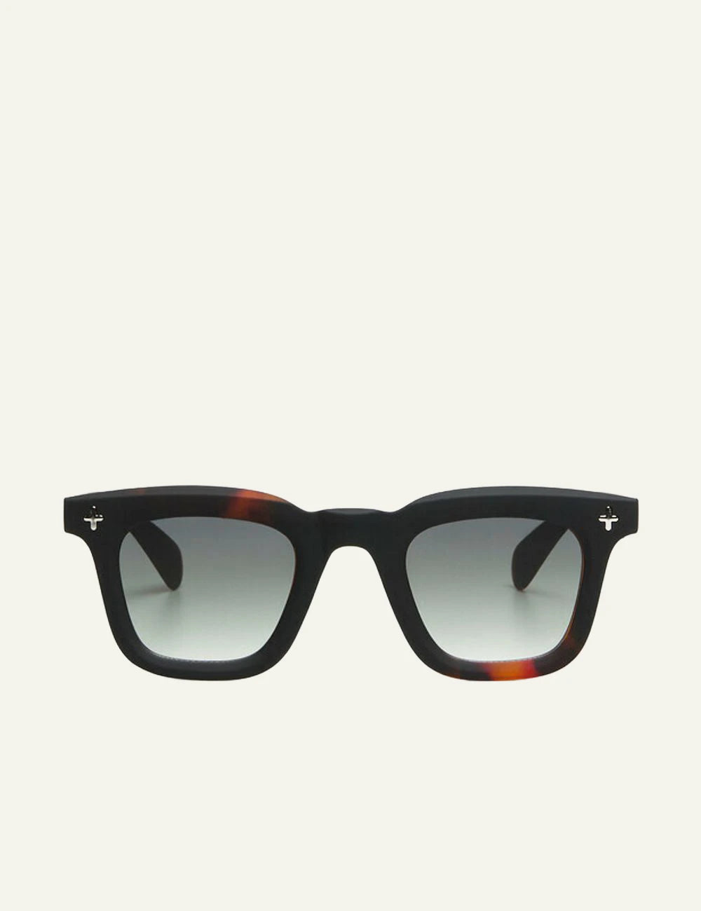 Okkia black havana sunglasses gradient lenses front detail