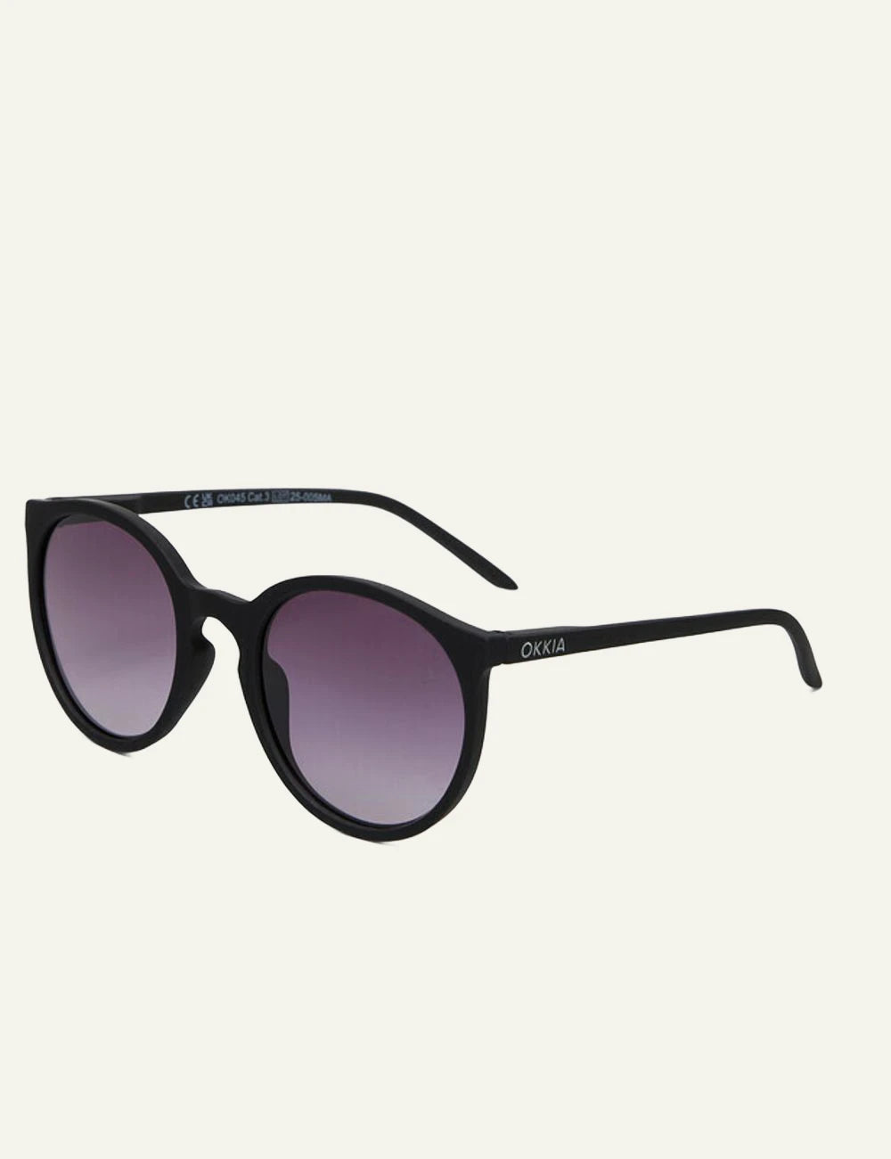 Okkia black round sunglasses gradient side