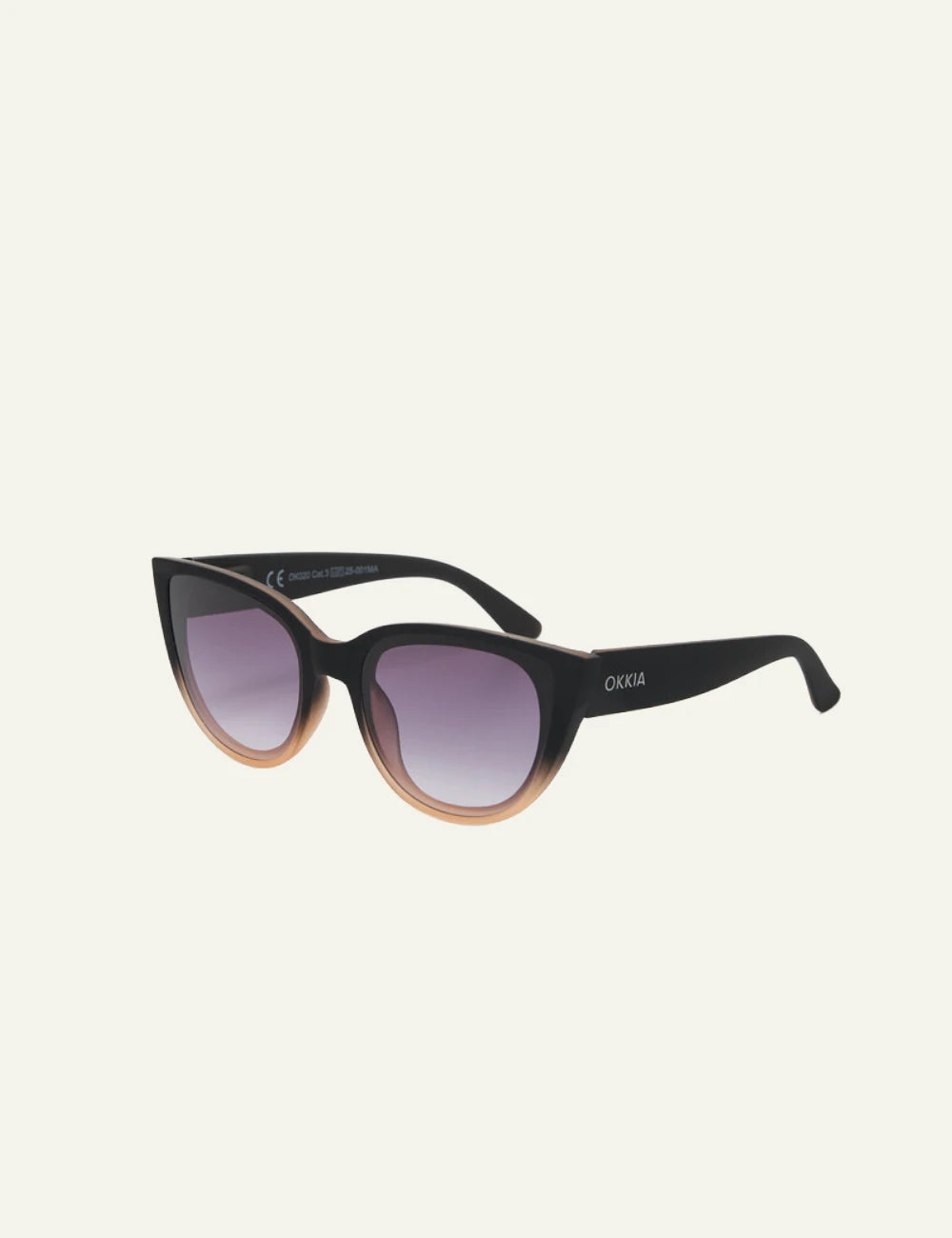Okkia black shaded rose cat eye sunglasses gradient side