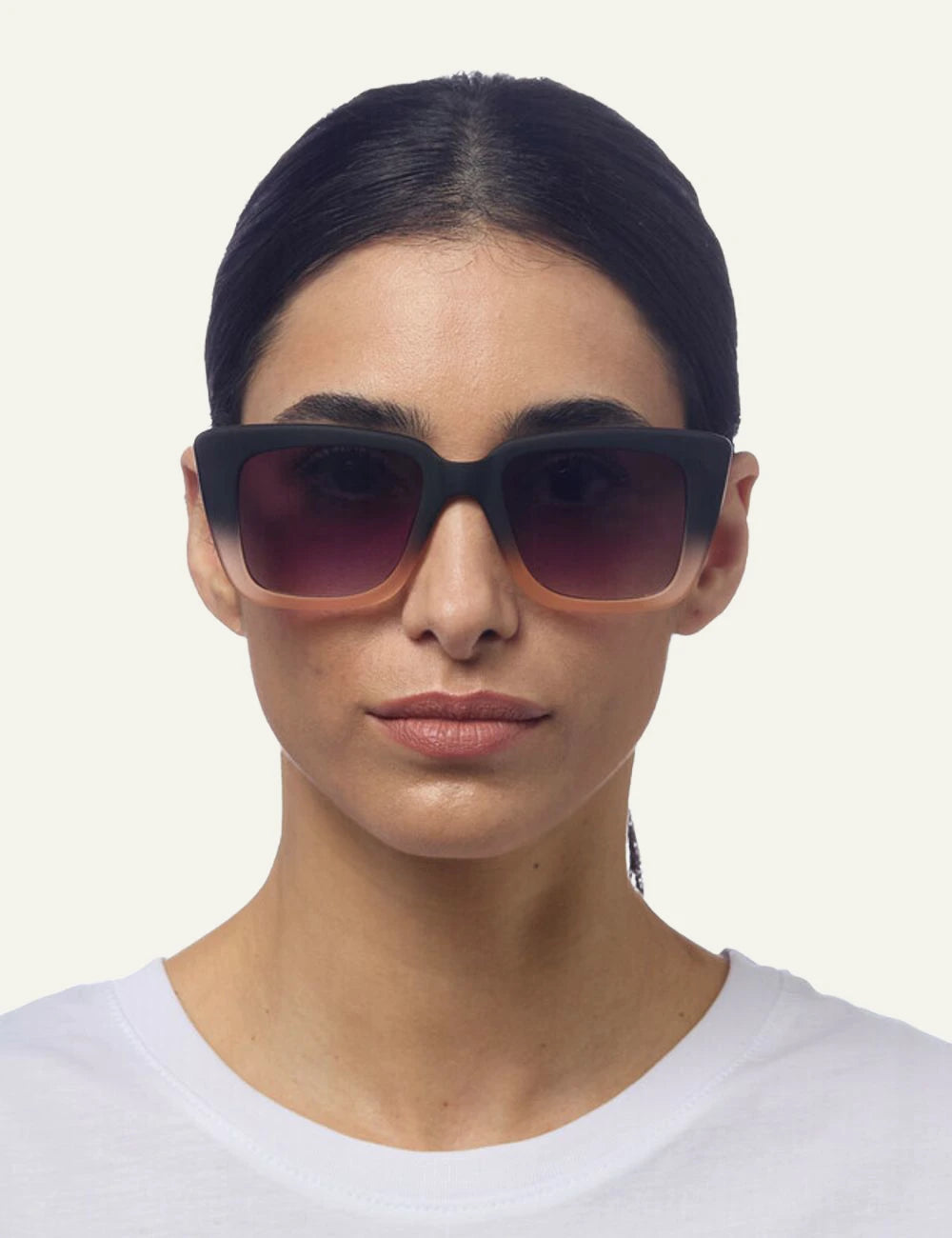 Okkia black shaded rose cat eye sunglasses front model