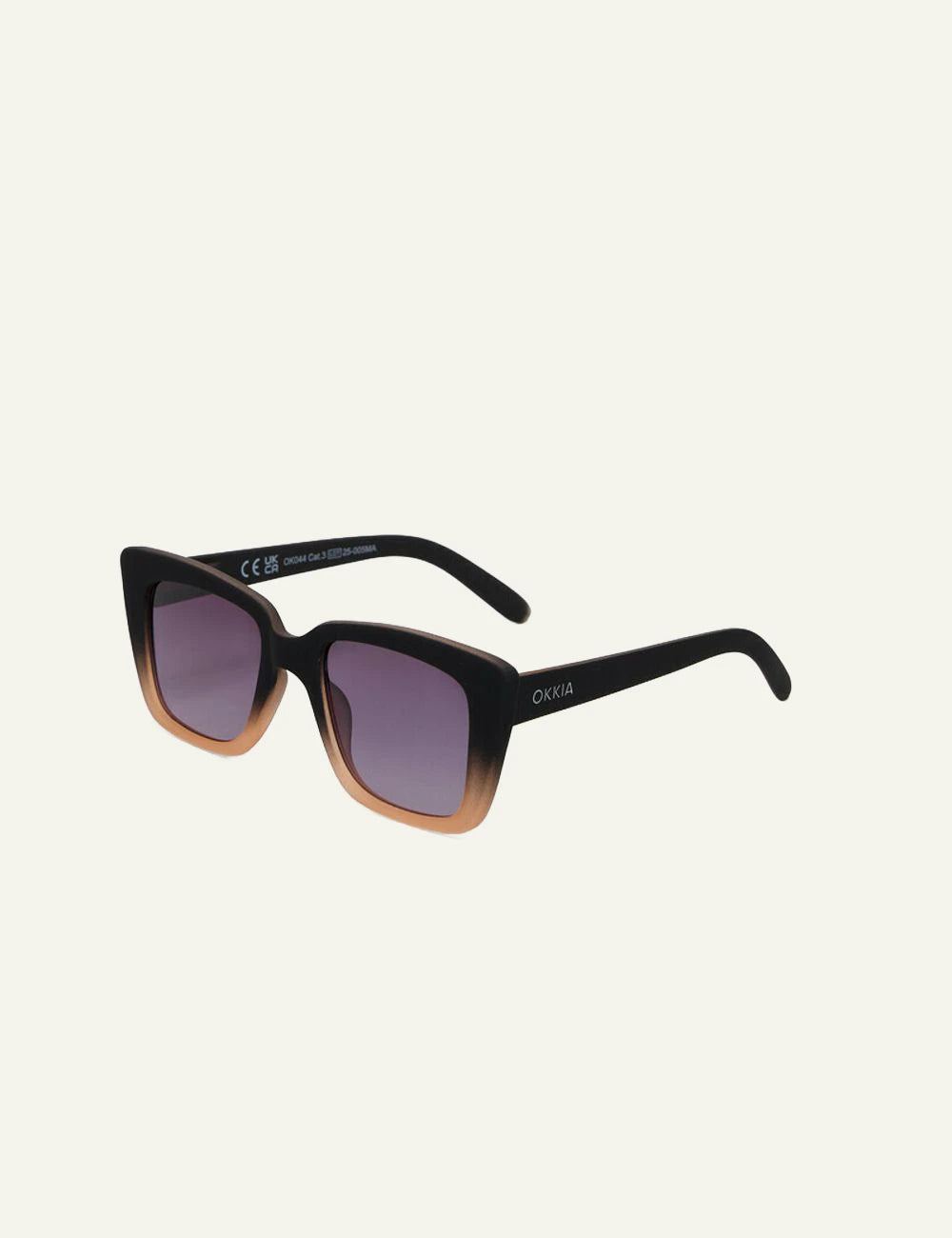 Okkia black shaded rose cat eye sunglasses side