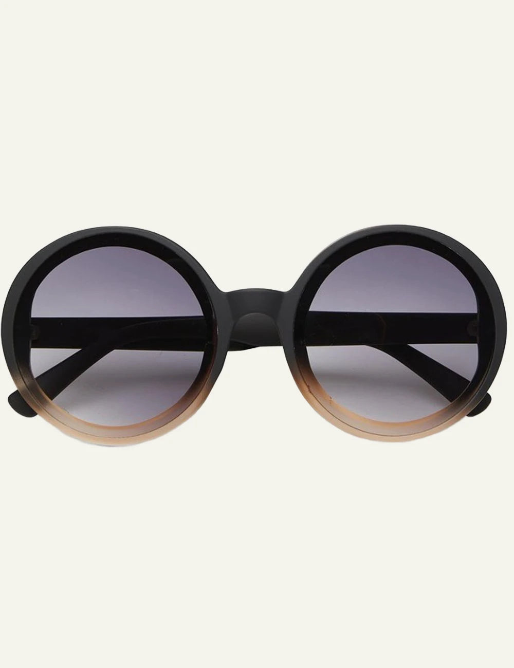 Okkia black shaded rose round oversized sunglasses black gradient front