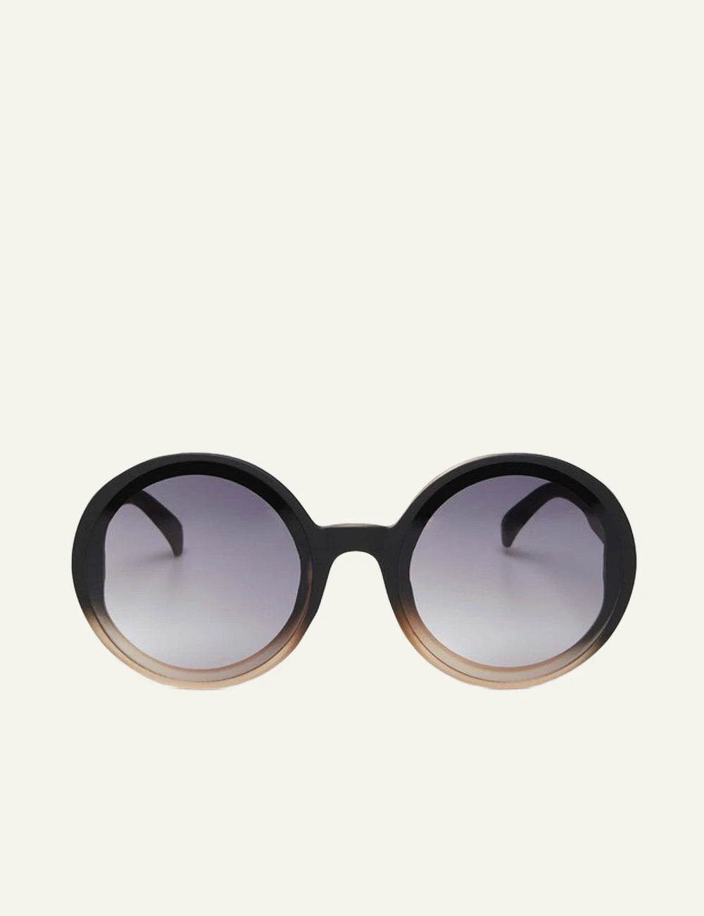 Okkia black shaded rose round oversized sunglasses black gradient front detail