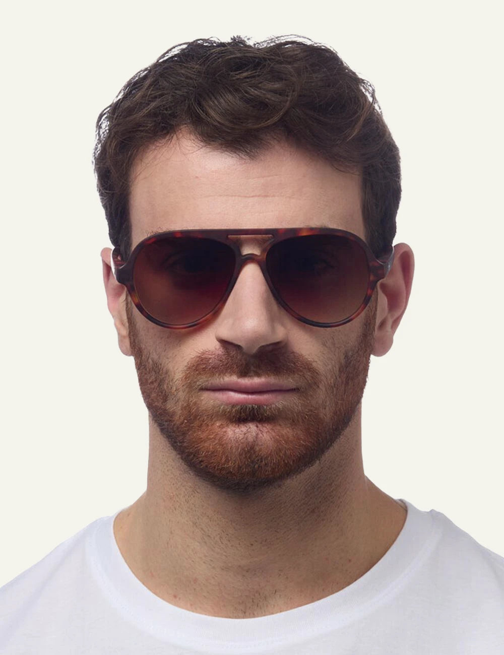 Okkia classic havana aviator sunglasses brown gradient front man